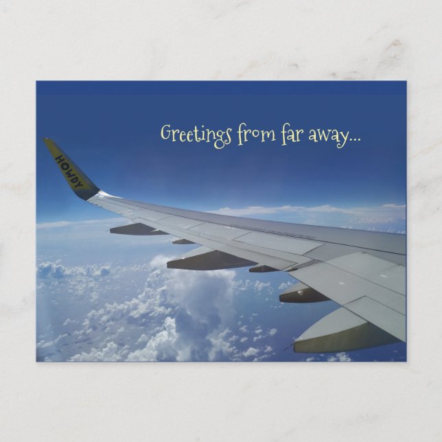 Airplane Greetings from far away (customzable) Postcard (Front)