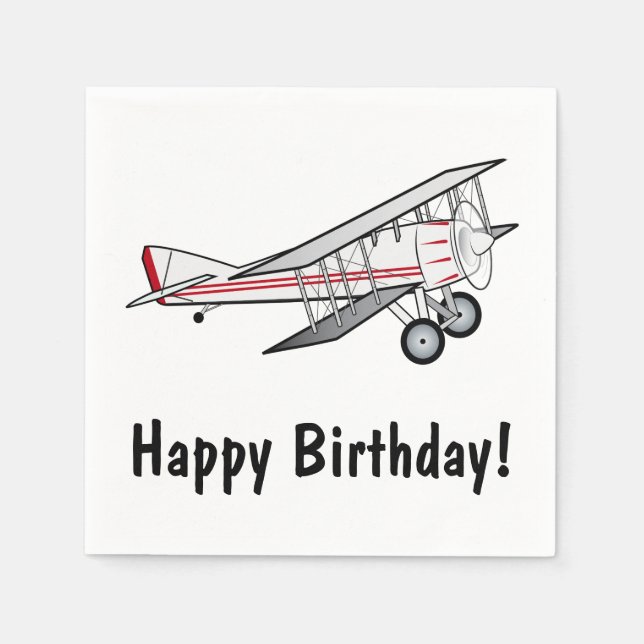Airplane Happy Birthday Napkins (Front)