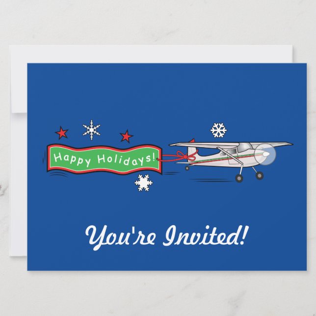 Airplane Happy Holidays Invite (Front)
