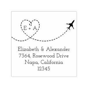 Airplane Heart Add Your Monogram Return Address Self-inking Stamp