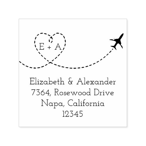 Airplane Heart Add Your Monogram Return Address Self_inking Stamp
