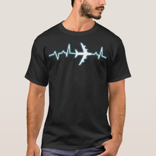 Airplane Heart beat Heart Monitor flight controlle T_Shirt
