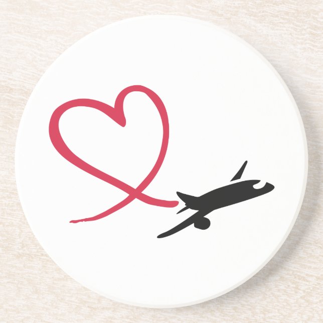 Airplane heart love drink coaster (Front)
