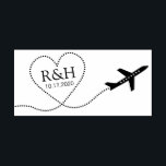Airplane Heart Trail with Wedding Monogram   Date Rubber Stamp<br><div class="desc">Airplane with a Heart Shaped Trail with your Wedding Monogram Initials and Wedding Date in the middle on a custom personalized rubber stamp you can use for all types of DIY wedding projects from save the dates to day-of stationery like napkins and programs. This romantic travel theme stamp is part...</div>