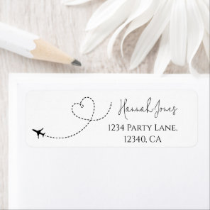 Airplane heart travel theme Return Address Labels