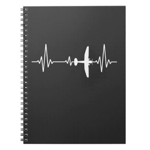 Airplane Heartbeat Cool Pilot Aviation Plane Notebook