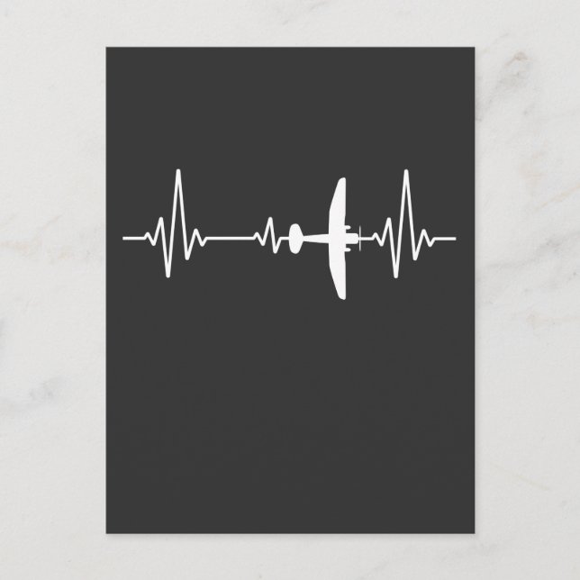 Airplane Heartbeat Cool Pilot Aviation Plane Postcard (Front)