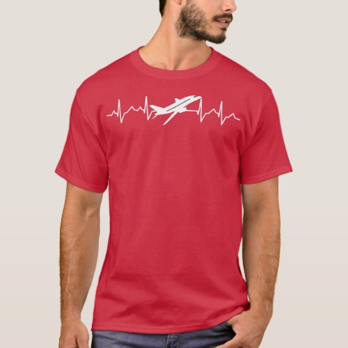 Airplane Heartbeat Pilot Flying Cool Aviator T_Shirt