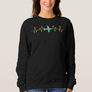 Airplane Heartbeat Pilot Plane Fly Aerospace Engin Sweatshirt