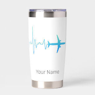 Airplane Heartbeat Retro Pilot Vintage Frequency Insulated Tumbler