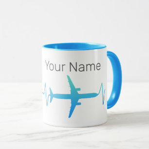 Airplane Heartbeat Retro Pilot Vintage Frequency Mug