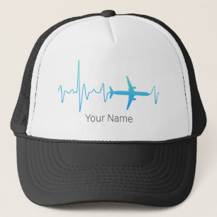 Airplane Heartbeat Retro Pilot Vintage Frequency Trucker Hat
