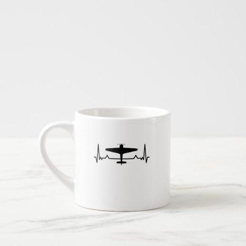 Airplane Heartbeat WW2 Classic Fighter Plane Gifts Espresso Cup