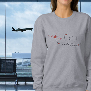 Airplane & Hearts   minimalist   Aviation   Travel Sweatshirt