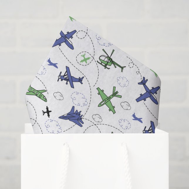 Airplane Helicopter Decoupage Paper, Aircraft Tissue Paper (Gift Bag)