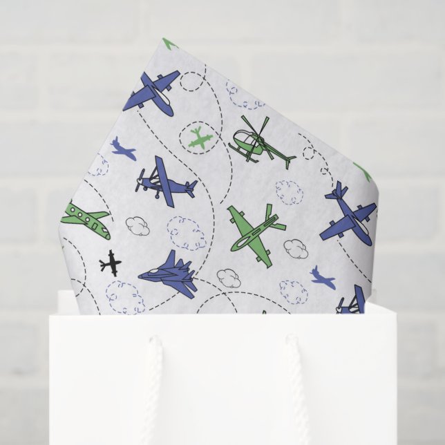 Airplane Helicopter Decoupage Tissue Paper (Gift Bag)