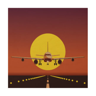 Airplane Illustration Wood Wall Decor