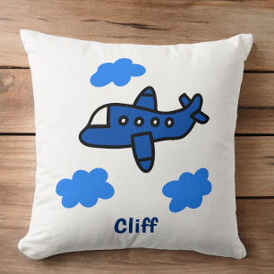 Airplane in Clouds Personalized / Kids Aviation Throw Pillow