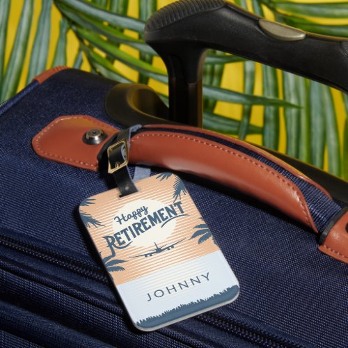 Airplane in sunset retirement Luggage Tag