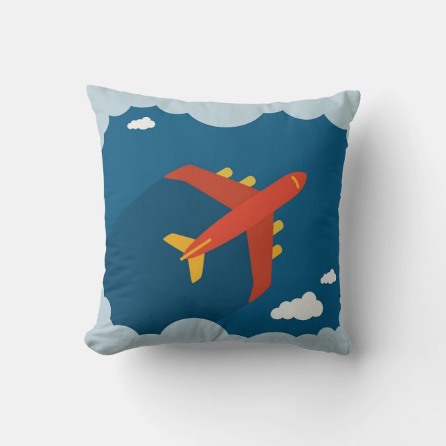 Airplane in the Blue Sky Children's Nursery Pilot Throw Pillow (Front)