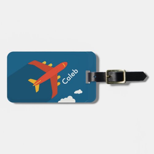 Airplane in the Blue Sky Kid Pilot Personalized Luggage Tag