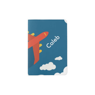 Airplane in the Blue Sky Kid Pilot Personalized Passport Holder
