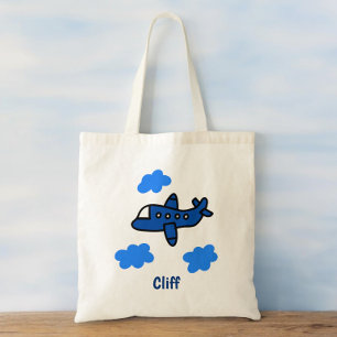 Airplane in the Clouds Personalized Tote Bag