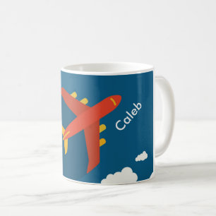 Airplane in the Sky Boy Pilot Personalized Coffee Mug