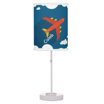 Airplane in the Sky Nursery Boy Room Personalized Table Lamp