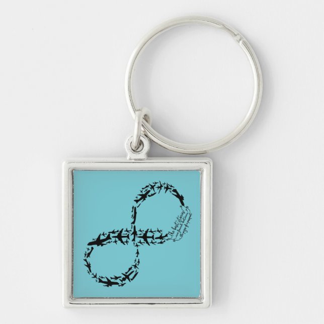 Airplane Infinity Symbol World Traveler Gift Keychain (Front)