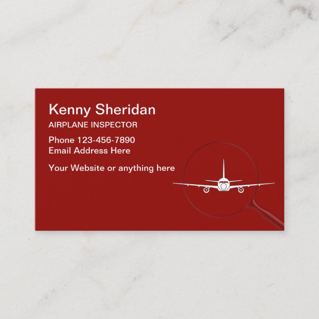Airplane Inspector And Mechanic Business Card (Front)