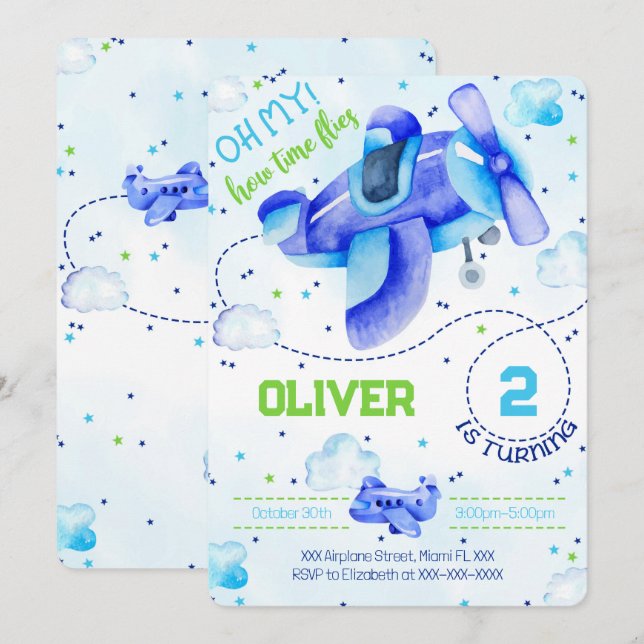 Airplane Invitations (Front/Back)