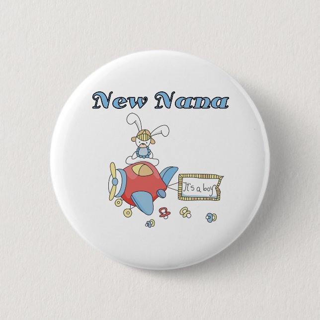 Airplane It's a Boy New Nana Button (Front)