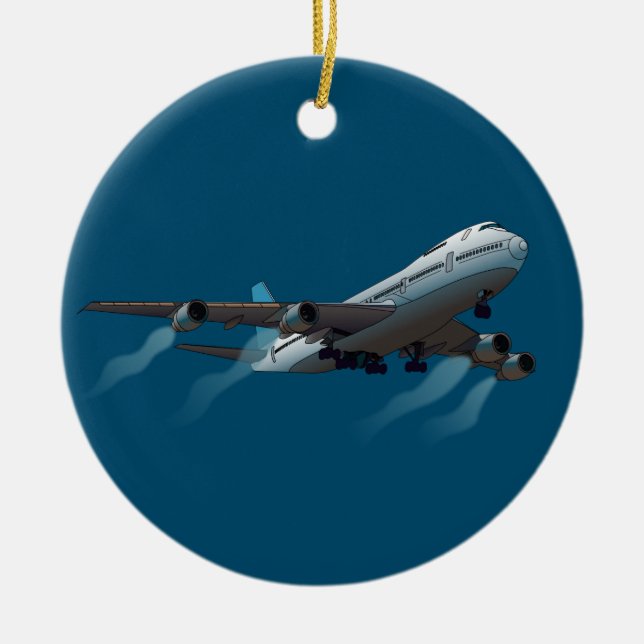 Airplane. Jumbo jet. Ceramic Ornament (Front)