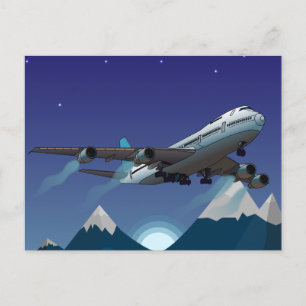 Airplane. Jumbo jet. Holiday Postcard