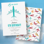 Airplane Kids Birthday Party Fly on Over Invitation<br><div class="desc">A colorful hand drawn airplane pattern. This design features different types of colorful airplanes flying around. A great design for anyone who loves planes,  aviation and cute airplanes. An ideal gift or kids bedroom decor design.</div>