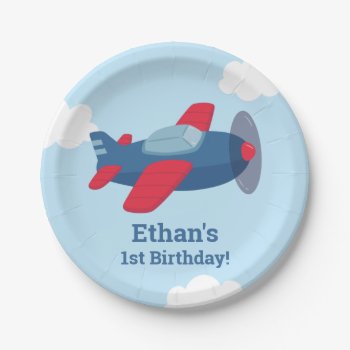 Airplane Kids Birthday Party Supplies Paper Plates by RustyDoodle at Zazzle