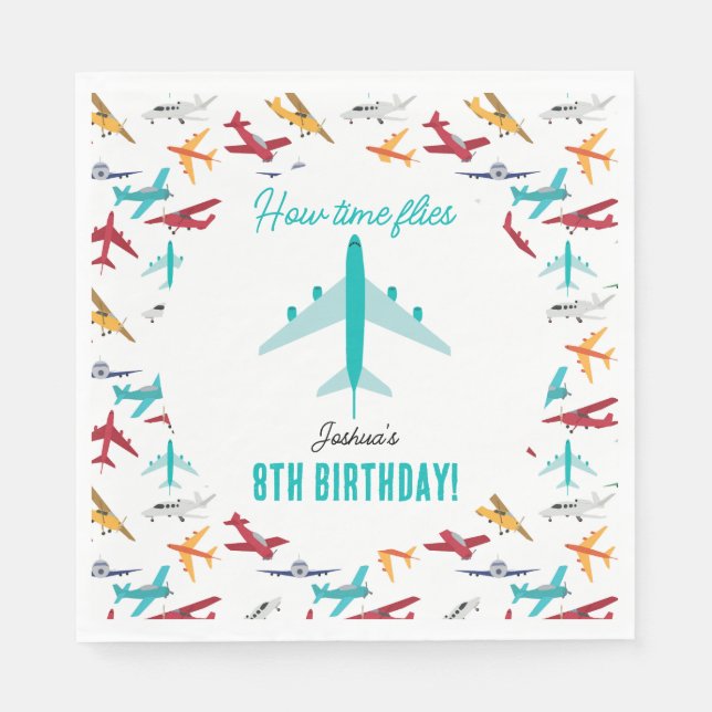 Airplane Kids Birthday Party Times Flies Napkins (Front)