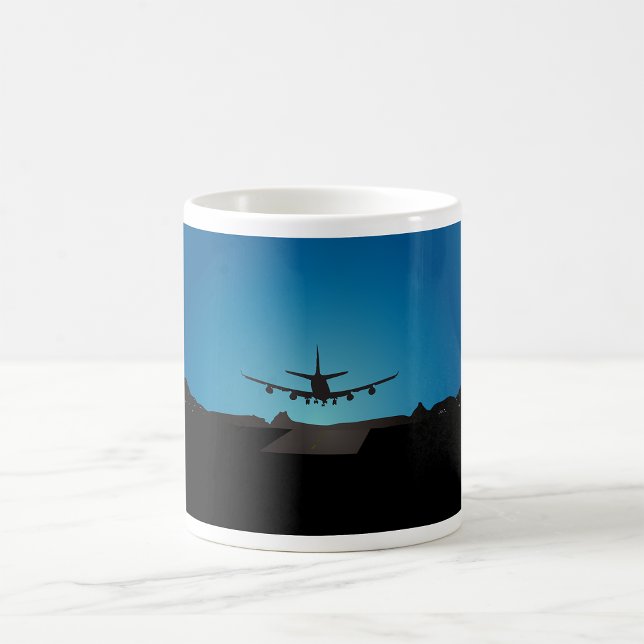 Airplane Landing Silhouette at Night  Coffee Mug (Creator Uploaded)