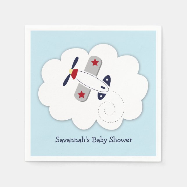 Airplane Little Aviator Custom Party Napkin (Front)