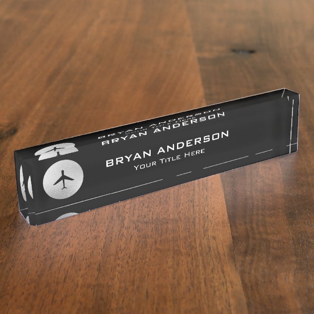 Airplane Logo Desk Name Plate (Side)