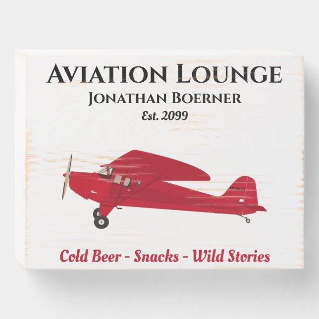 Airplane Lounge Pub Man Cave Wood Box Sign (Front Horizontal)
