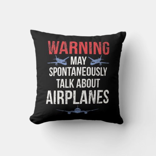 Airplane Lover Cool Pilot Aviation Plane Fan Throw Pillow