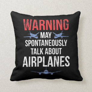 Airplane Lover Cool Pilot Aviation Plane Fan Throw Pillow
