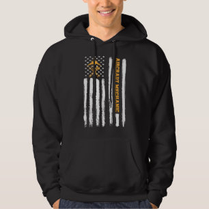 Airplane Mechanic Aviation Technician American Fla Hoodie