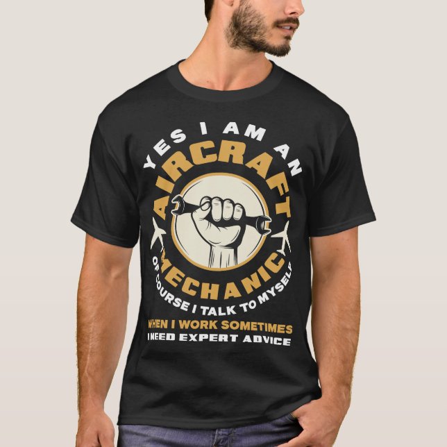 Airplane Mechanic Expert Aviation Funny Aircraft M T-Shirt (Front)