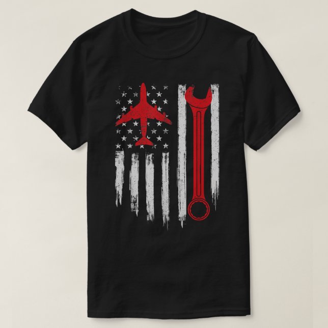 Airplane Mechanic Tools  Aviation Technician Plane T-Shirt (Design Front)