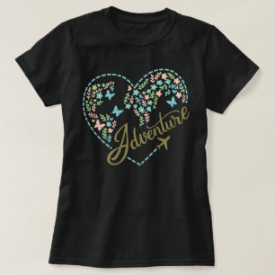 Airplane Mode Adventure Heart Graphic for Women T-Shirt