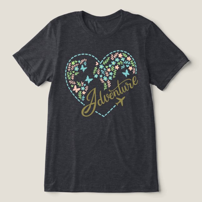 Airplane Mode Adventure Heart Graphic for Women  Tri-Blend Shirt (Design Front)