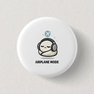 Airplane Mode On - Cute Tired Character Headphones Button